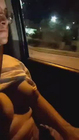 Boobs Car Public Topless gif