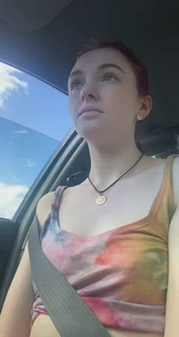 car lactating nipple play public small tits squeezing gif