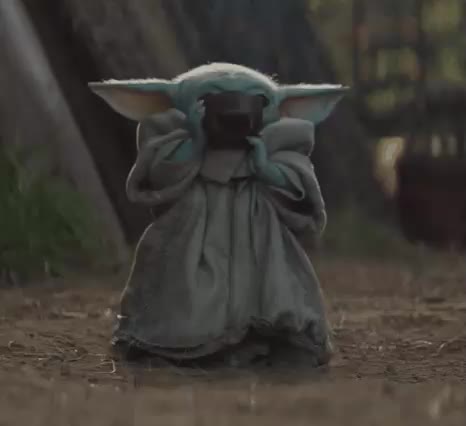 Baby Yoda drinking