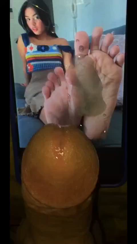 cum cum on feet cumshot fast foot fetish quickie teen gif