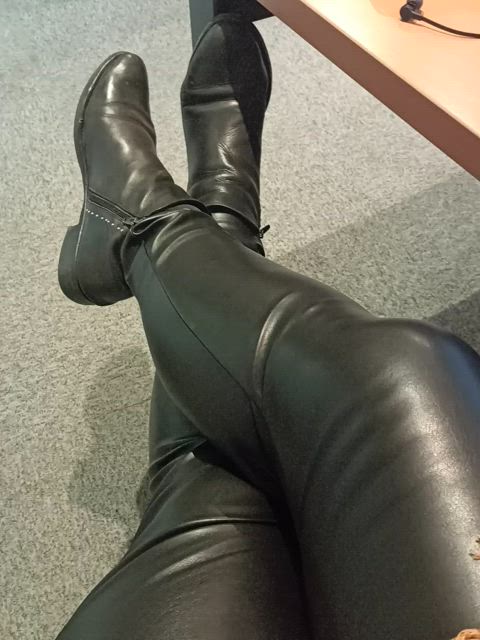 bbw boots coworker french leather work gif
