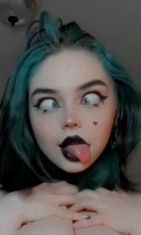 ahegao alt amateur babe beautiful blue eyes goth homemade teen tongue fetish gif