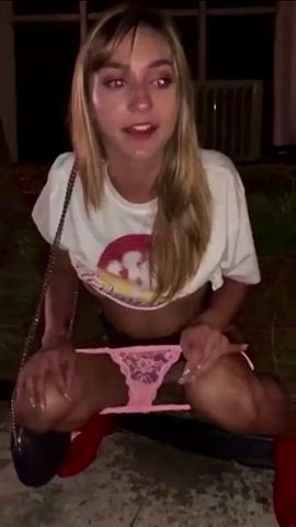 Blonde Exhibitionist Outdoor Piss Pissing gif