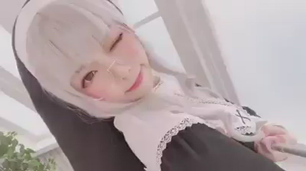 Asian Cosplay Nun gif