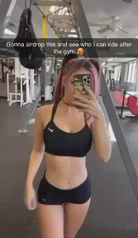 caption cheating cuckold flashing gym selfie voyeur gif