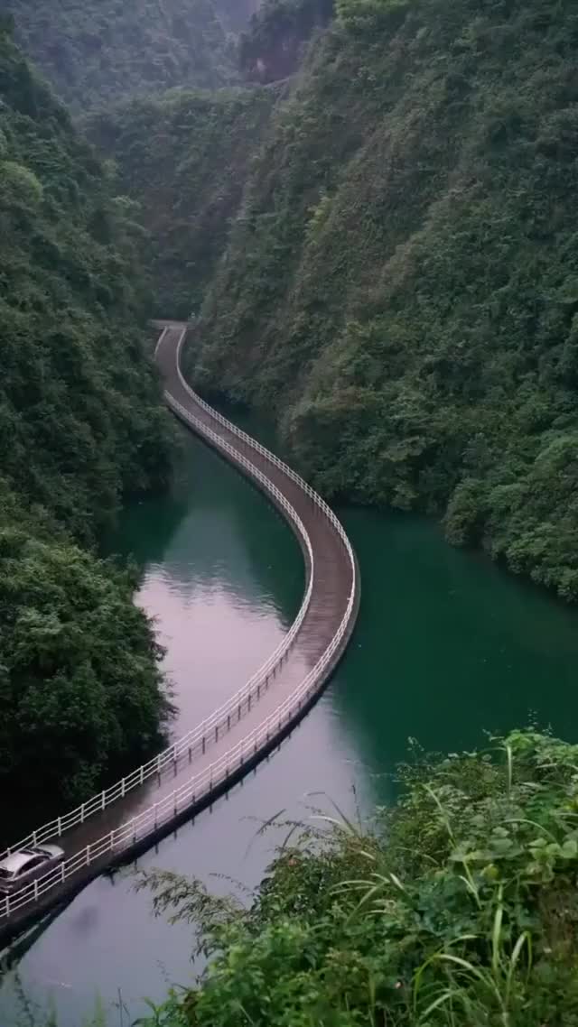 Floating road through the mountains