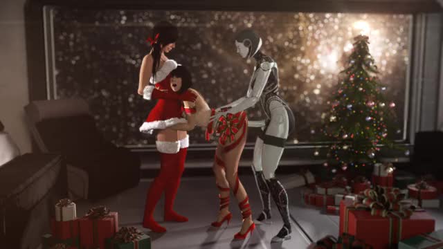 Kasumi Christmas Threesome