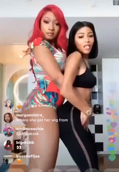 Megan the Stallion having fun with her petite friend