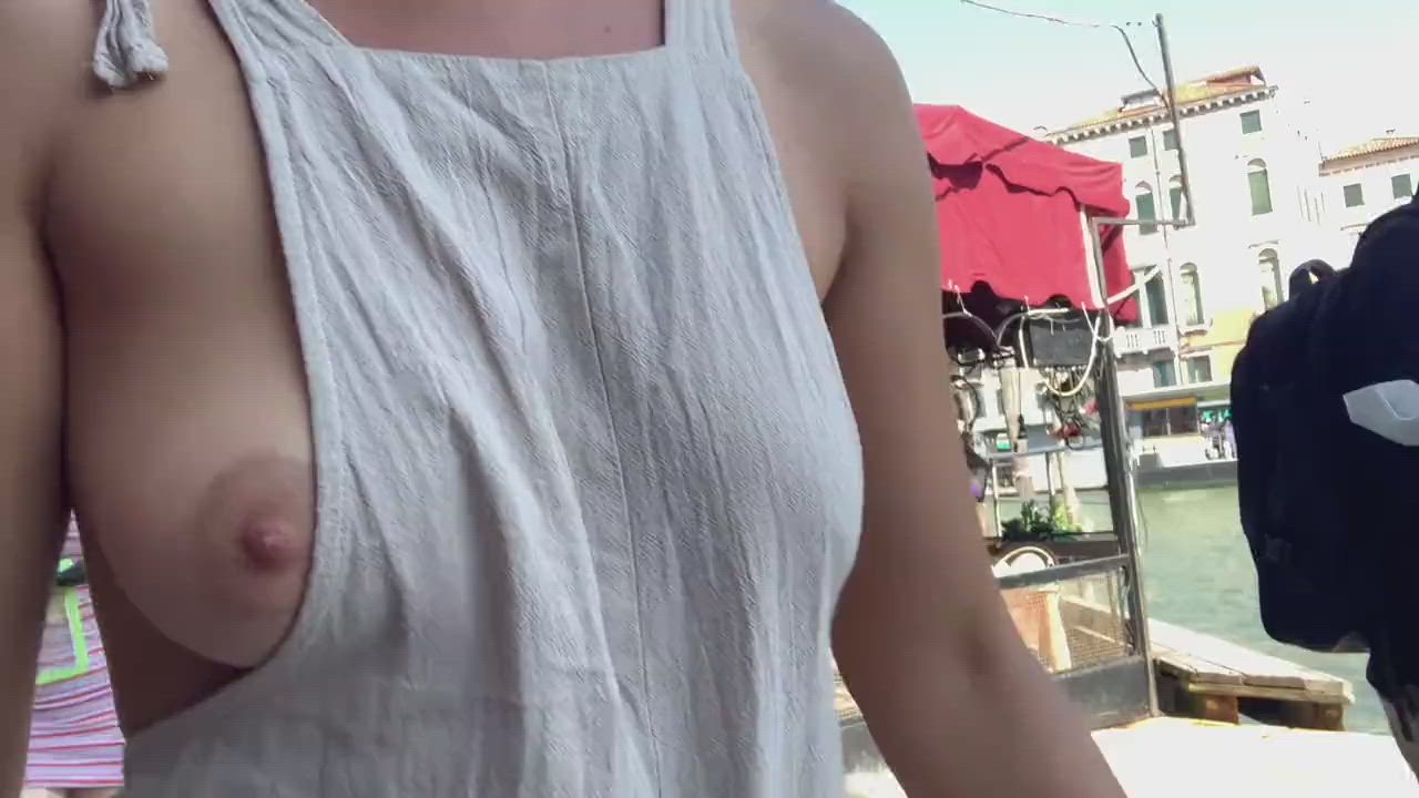 Flashing Public Selfie Tits gif