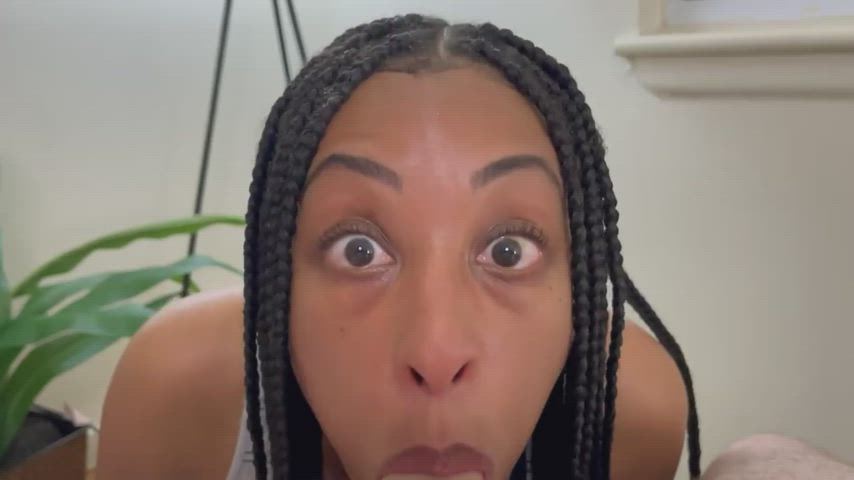 ahegao blowjob ebony eye contact loop pov sucking gif