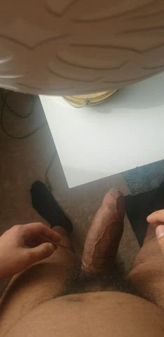 foreskin hairy cock jerk off gif