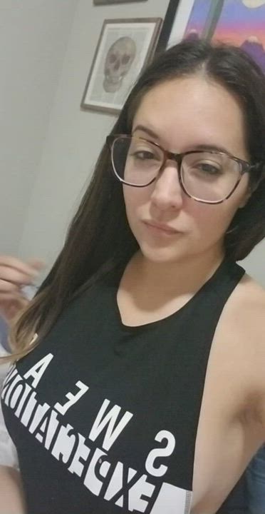 Big Tits Boobs Flashing Glasses Latina gif