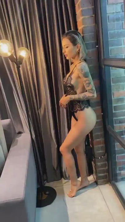 Blonde Lingerie Short Hair Skinny Tattoo Teen gif