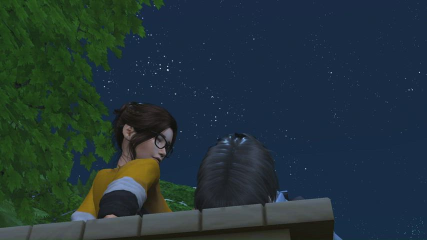animation couple kissing outdoor gif