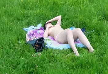 She thought, there is none around before sunbathe topless