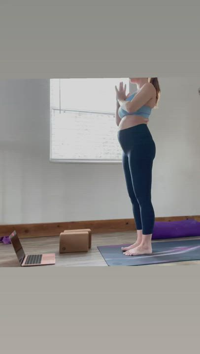 Pregnant Redhead Yoga gif