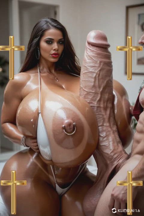 ai generated big ass big dick big tits boobs huge tits oiled titfuck tits titty fuck