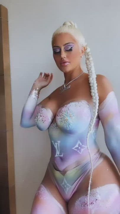 Body painted bimbo