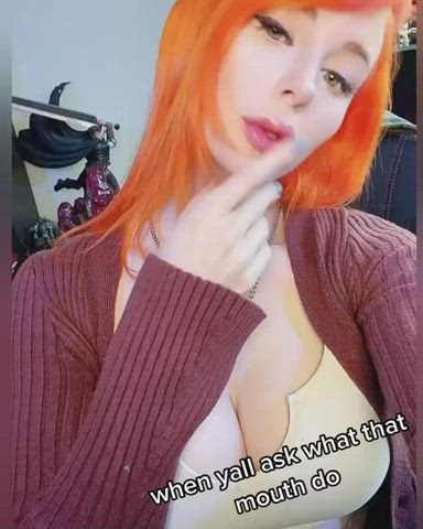 redhead slow motion striptease tease gif