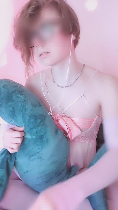 💓Chill jerk sesh under pink lingere💓 (+blahaj fixing)