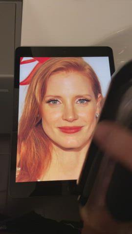 celebrity cum jessica chastain tribute gif