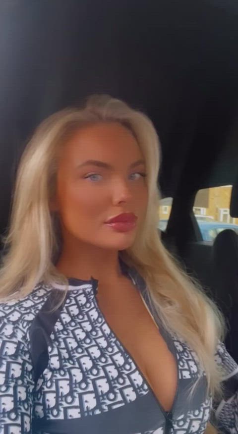 car cleavage cute fit nsfw solo tits gif