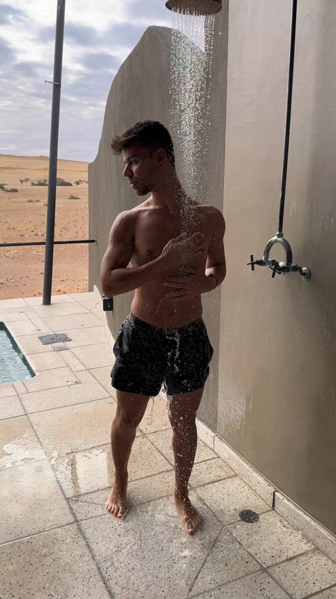 gay muscles shower gif