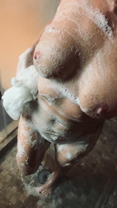 Soapy, suckable milf tits.