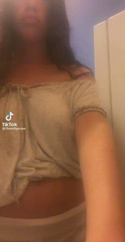 Braless Brunette TikTok gif