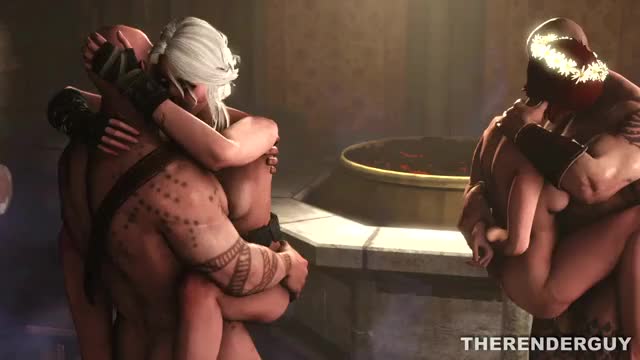 Ciri, Triss and Shani in Sauna loop 3 (1500 special)