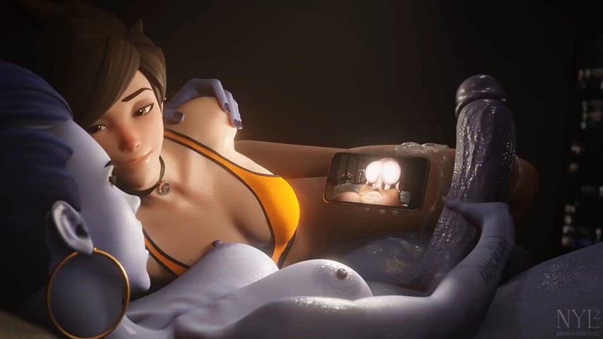 animation balls sucking big dick cum in mouth futanari huge load masturbating overwatch