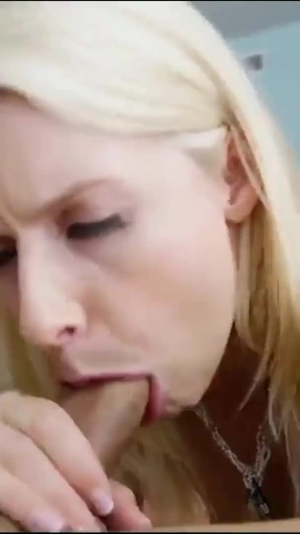 Blonde makes big cock explode in her mouth