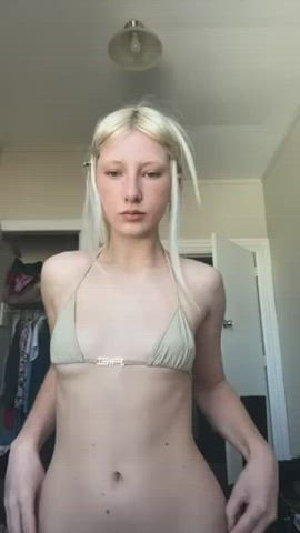 amateur belly button blonde bra cute homemade non-nude small tits gif