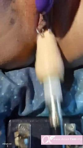 asian chinese dildo fuck machine squirting gif