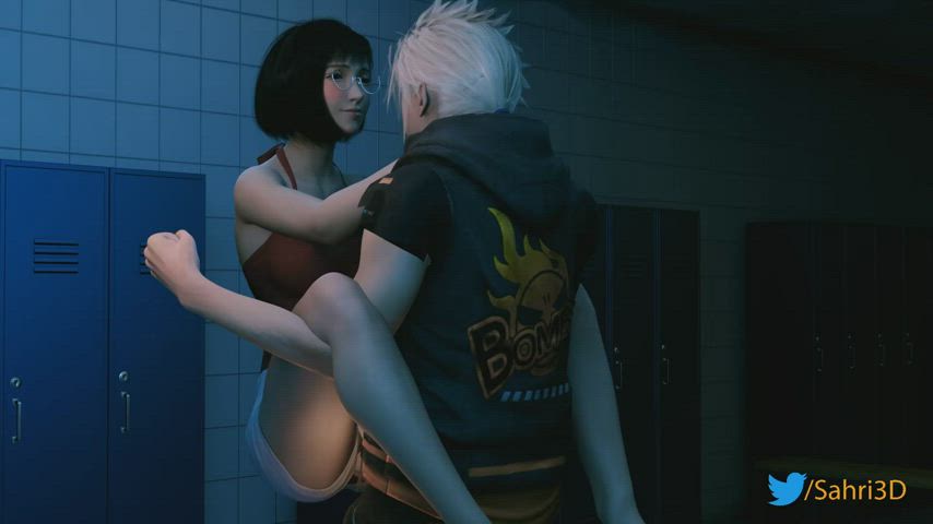 animation long hair moaning nsfw rule34 short hair shorts tifa lockhart r/standingcarryfuck