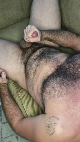Does watching a hairy man cum turn you on? 😈