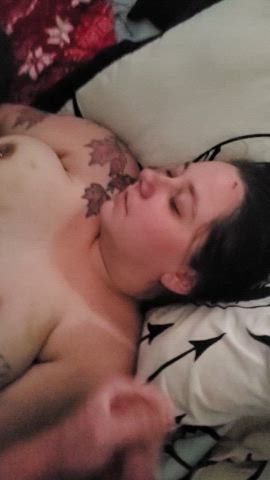 big tits cum cumshot facial sleeping cumslut gif