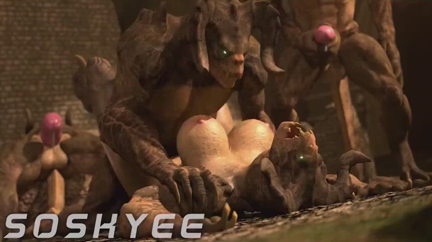 3d animation big tits missionary monster monster cock monster girl rule34 gif