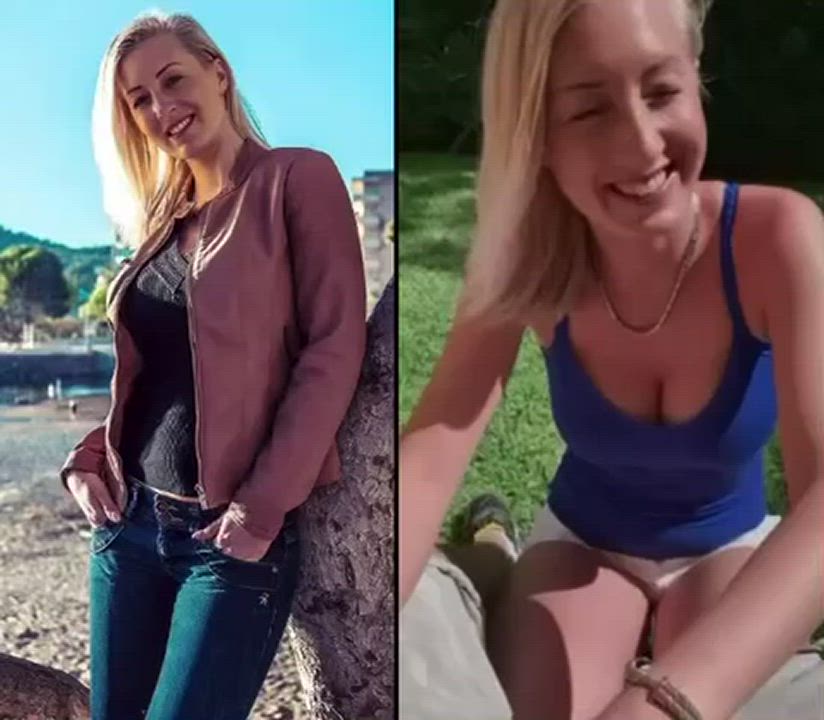 Vacation pictures and public park sextape collage