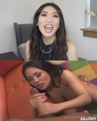 bbc babecock balls sucking blowjob brenda song deepthroat gif