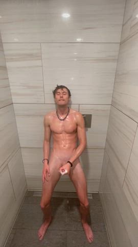 abs big dick cock gym jerk off male masturbation masturbating muscles onlyfans shower
