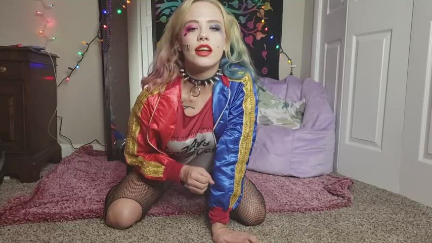 cosplay costume harley quinn joi jerk off masturbating nsfw rule34 gif