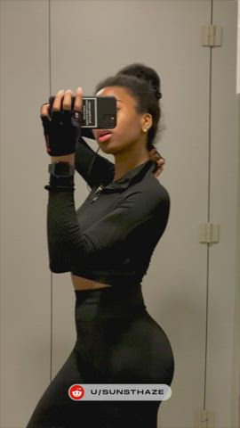 19 Years Old Booty Ebony Fitness Gym Kira Noir OnlyFans Teen Teens gif