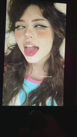 ahegao cum cumshot cute teen tongue fetish tribute white girl gif