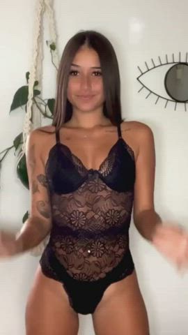 Brazilian Brunette Lingerie Tanned Teen gif