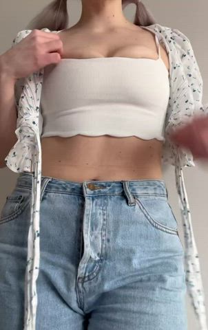 jeans tits top gif