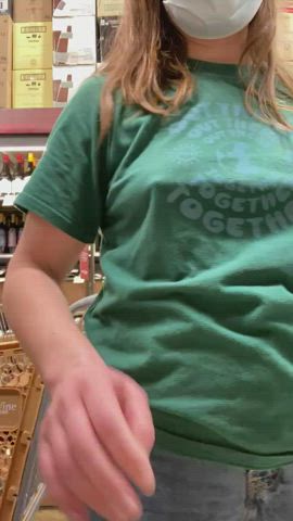 Nervous flashing at the liquor store