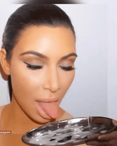 caption celebrity cum cum licking kim kardashian sissy gif