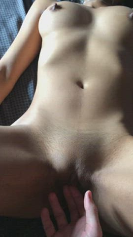 amateur brunette fingering orgasm pov gif