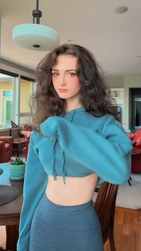 brunette teen tiktok tiny waist gif